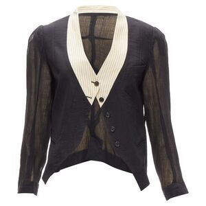 Pre Loved Ann Demeulemeester Vintage Button Closure Vintage Blazer Women black |